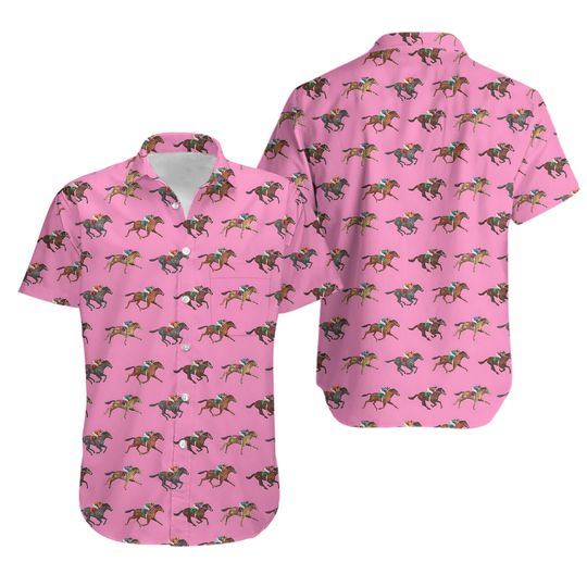 Discover Race Horse Pink Hawaiian Shirt
