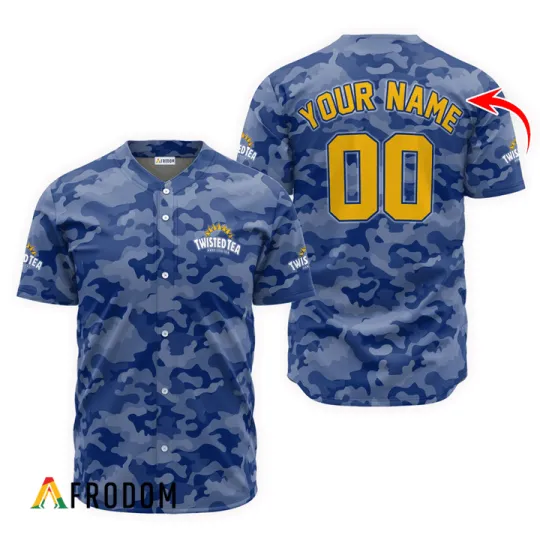 Discover Personalized Twisted Tea Blue Camouflage Baseball Jersey