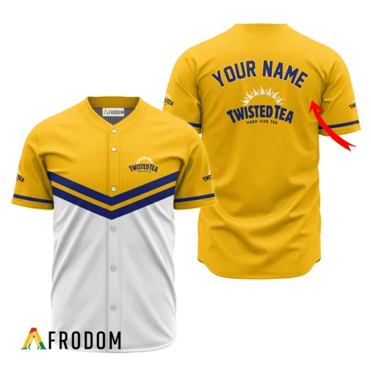 Discover Personalized Twisted Tea Yellow And White Baseball Jersey