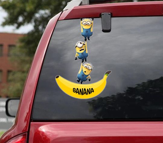 Discover Minions Banana Car Decal, Custom Minion Cartoon Car Decals