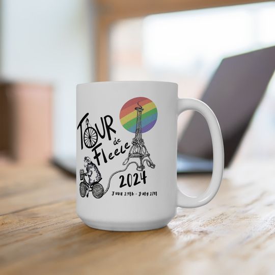 Discover Ceramic Mug 15oz Tour De Fleece 2024 Rainbow