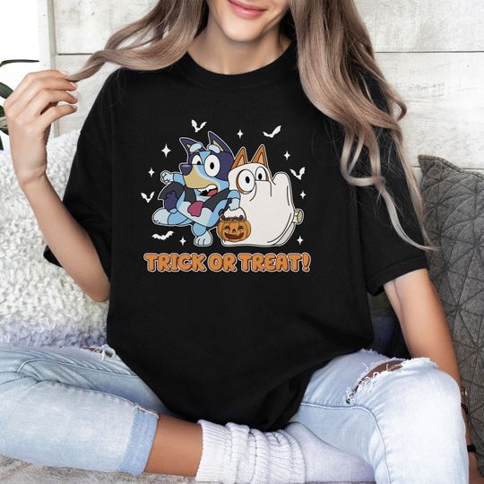 Discover Blue Dog And Bin Dog Unisex Cotton Tee, Gifts for BlueyDad Lovers, Halloween Gifts