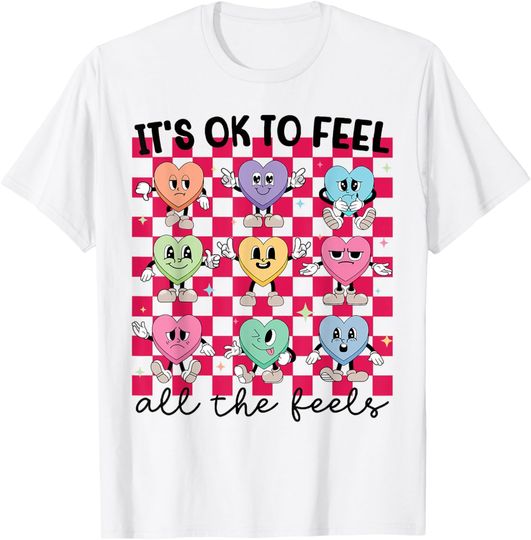 Discover It's Okay To Feel All The Feels Mental Health Cute Heart T-Shirt