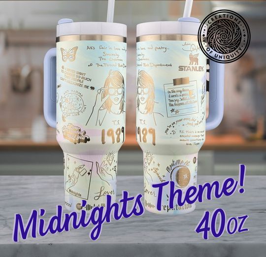 Discover Cool Serene - T.S. Inspired Midnights Focused Theme - Stylish and Functional! Engraved 40oz Tumbler