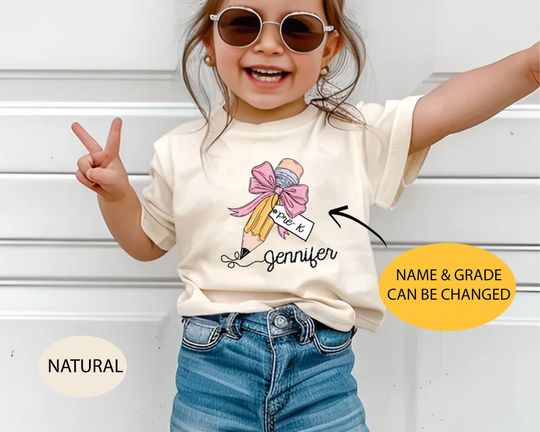Discover Kids Back To School Shirt, First Day Of School, Cute Pencil Bow Tee, Girls Toddler
