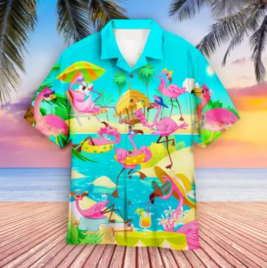 Discover Pink Flamingo On The Beach Summer Hawaii Shirt
