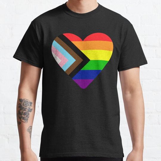 Discover Progress Pride Flag Heart