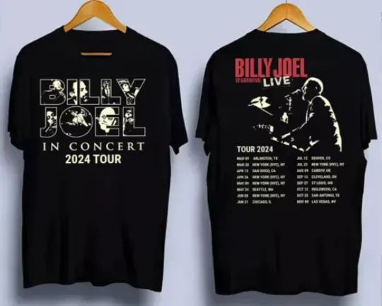 Discover Billy Joel Music Tour 2024 Double Sided Shirt