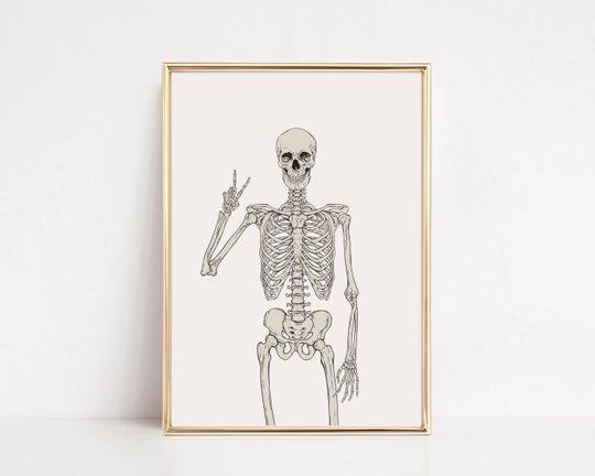 Discover Skeleton Print Halloween Digital Art
