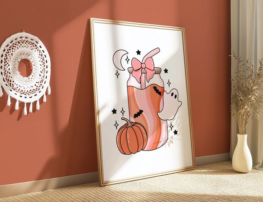 Discover Spooky Print // Autumn Fall Poster Cute Halloween Wall Art Gift Trendy