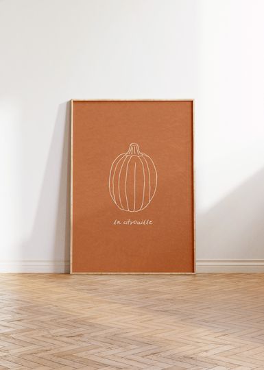 Discover Minimalist Pumpkin Print Trendy Autumn Wall Art Cute Halloween Poster