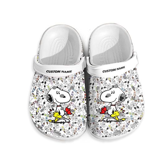 Discover Custom Name Snoopy White Clogs