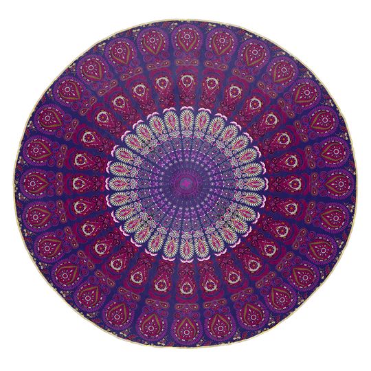 Discover Purple Mandala Hippie Boho Round Blanket