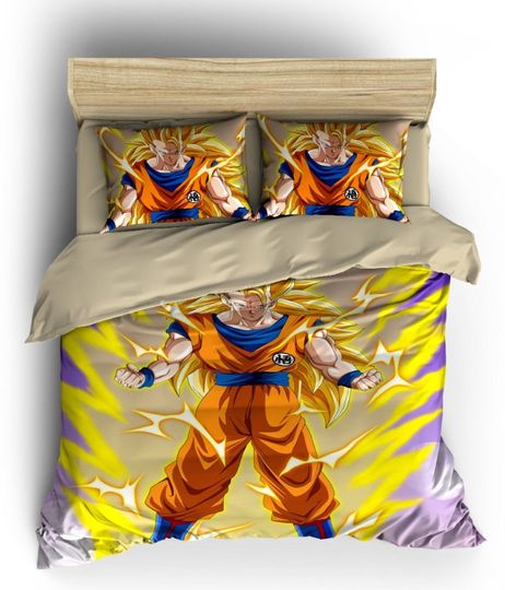 Discover 3D Printed Dragon Ball Goku SSJ3 Funny Anime Bedding Set