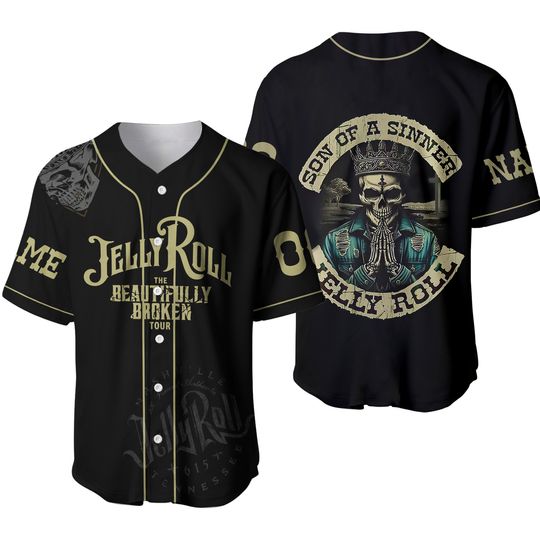 Discover Jelly Roll The Beautifully Broken Tour 2024 Personalized Baseball Jersey