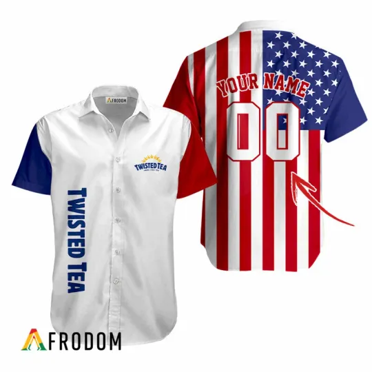 Discover Personalized Twisted Tea USA Flag Fourth Of July Button Shirt