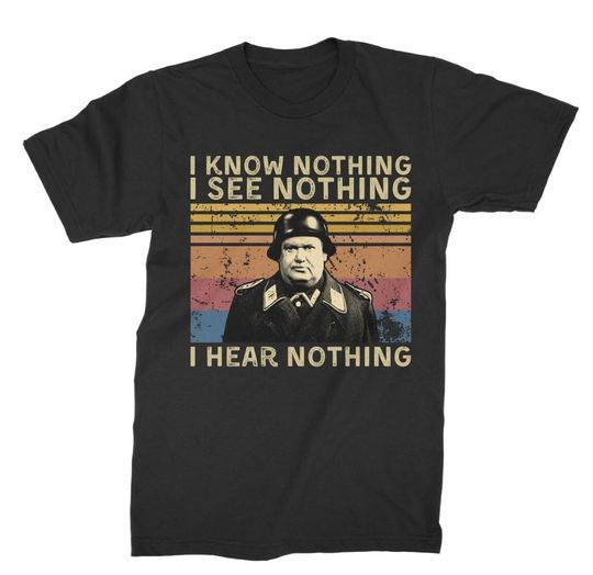 Discover Hogan's Heroes Vintage T-Shirt - I Know Nothing, I See Nothing, I Hear Nothing