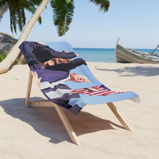 Discover Beach Towel with President Trump fist pump Trump pumping fist Bech Towel