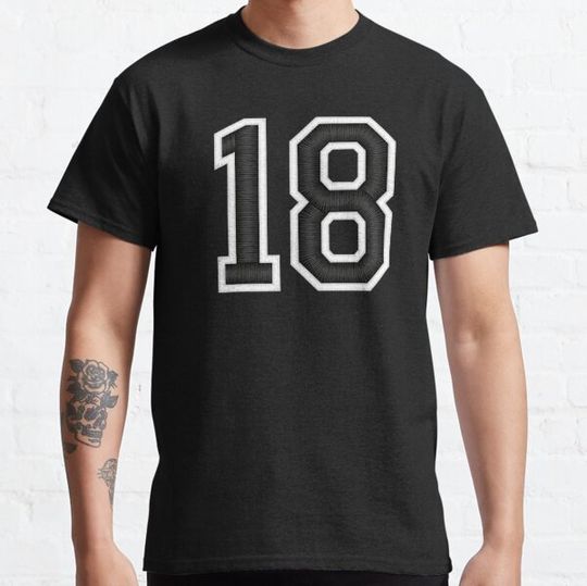 Discover 18 Black Jersey Sports Number eighteen Football 18