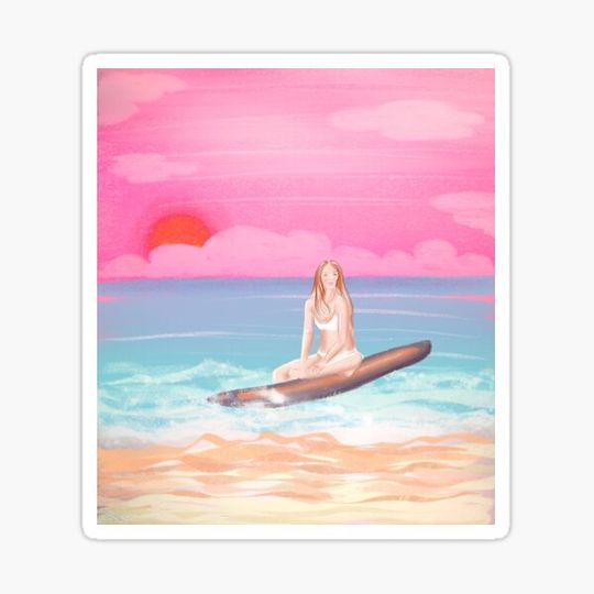 Discover Surfer girl at sunset
