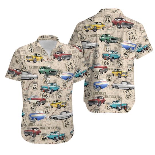 Discover Classic Car Hawaiian Button Shirt