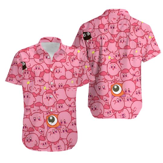 Discover Kirby Hawaiian Button-Up Shirt Anime Hawaii Shirt Gift