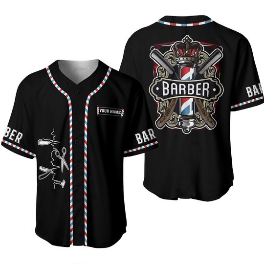 Discover Personalized Baber Shop Baseball Jersey, Hairdresser Baseball Jersey Barber Life