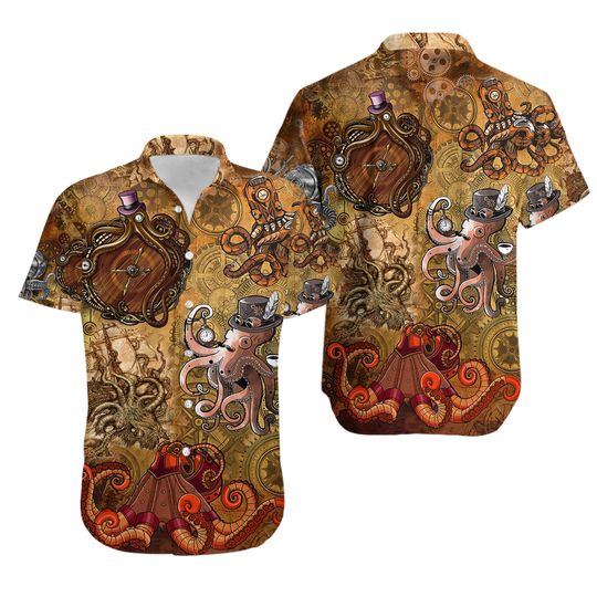 Discover Octopus Steampunk Vintage Style Hawaiian Shirt