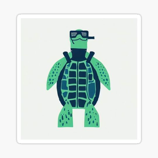 Discover Minimalist Risograph Print / Snorkelin' Turtle