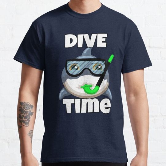 Discover Funny Happy Cartoon Shark With Snorkel And Googles Dive Time
