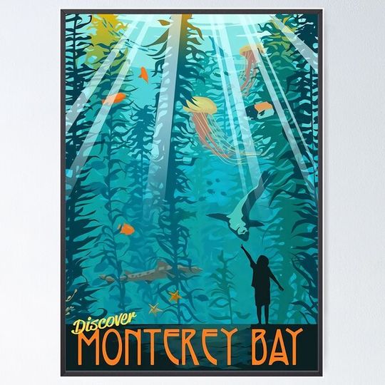 Discover Discover Monterey Bay Pasific Ocean Aquarium Aesthetic Poster