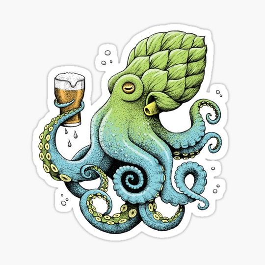 Discover Hop-to-pus Octopus Drinking Beer
