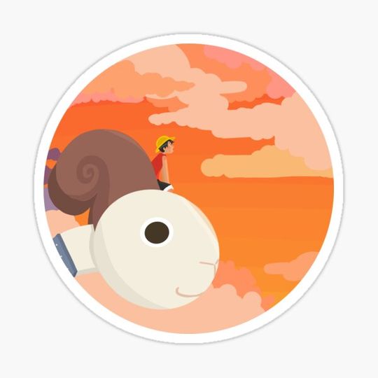 Discover One Piece Luffy and Going Merry Sunset Sticker