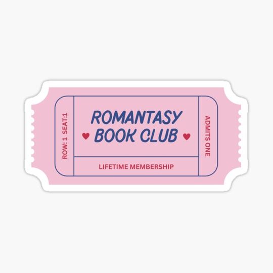 Discover romantasy book club ticket - pink and blue