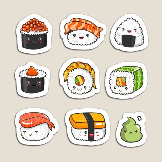Discover Kawaii Sushi Sticker Pack