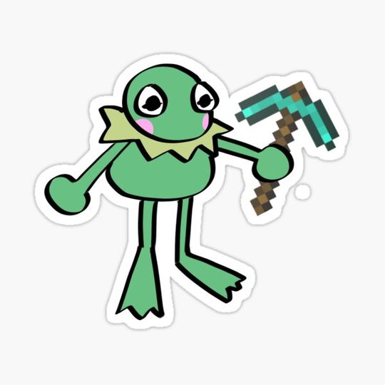 Discover K the frog with a Minecraft Diamond Pickaxe