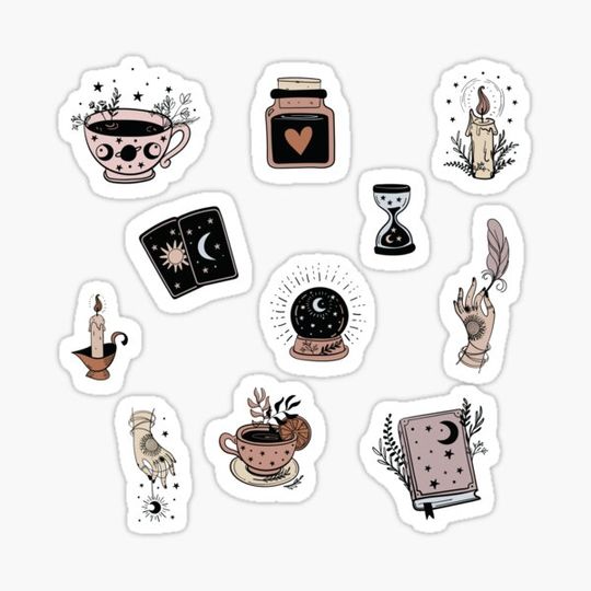 Discover Earthy Witch Aesthetic Sticker Pack, Sacred Witch Aesthetic, Dark Boho Palette