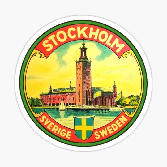 Discover Stockholm Sweden Vintage Travel Decal