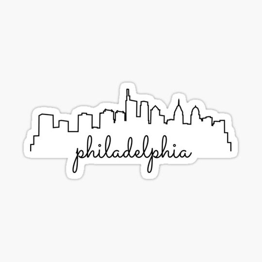 Discover Cursive Philadelphia Skyline Simplistic Sticker Design Black