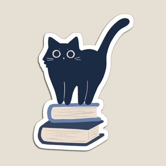 Discover Cat on pile of books