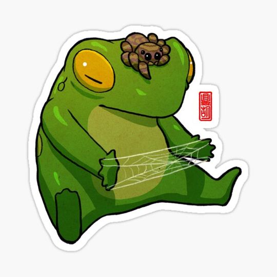 Discover frog and jumping spider playing cat's cradle art