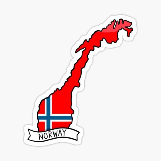 Discover Norway Flag Map Sticker