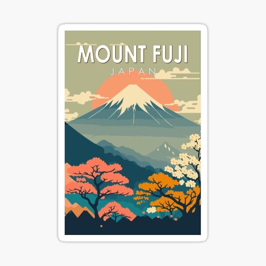 Discover Mount Fuji Japan Travel Art Vintage