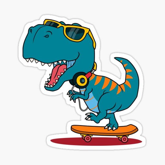 Discover Cool Dinosaur skateboarding