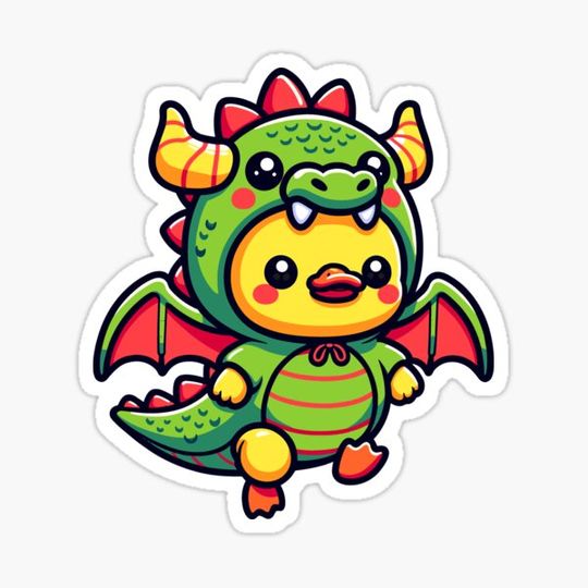 Discover Cute Duck in Dragon Suit Flying in the Universe