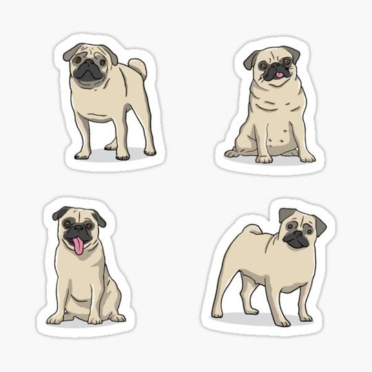 Discover Pug sticker set