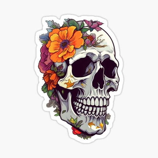 Discover Skull And Flowers 24