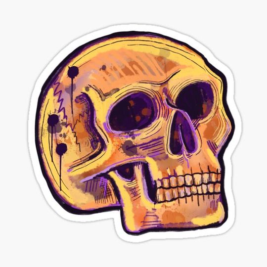Discover Skull: Watercolor yellow and purple