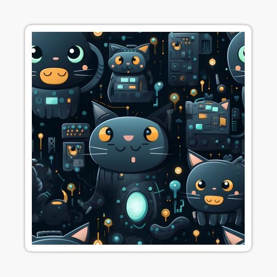 Discover A robot cat with adorable, animated circuit patterns on its fur #10