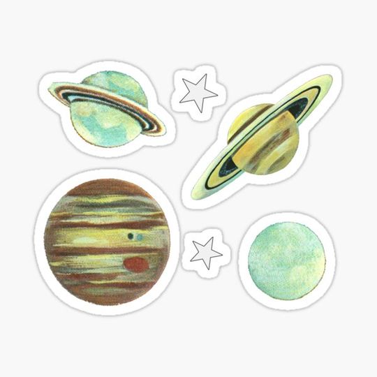 Discover Watercolor Planets Sticker Pack